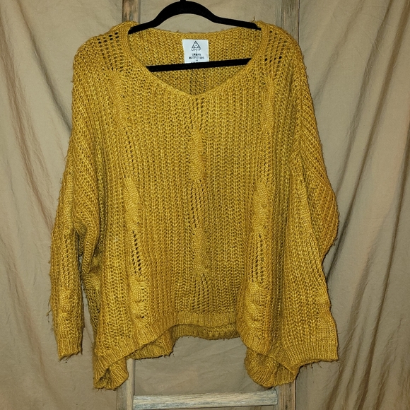 Out from Under Mustard Button Down Tie Front Thermal Long Sleeve Top - Picture 3 of 5